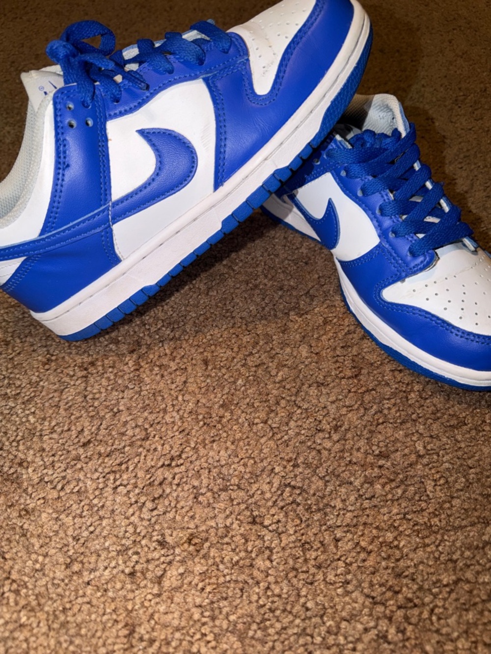Nike Kids White and Royal Blue Low-Top Sneakers